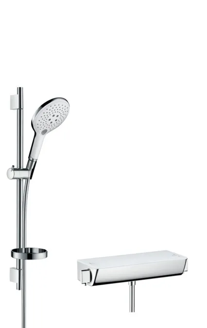 Душевой гарнитур Raindance Select S 150 3jet Combi Ecostat 27036400 с термостатом и мыльницей белый/хром (изделие снято с производства)