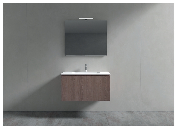 Комплект мебели для ванной комнаты BMT GALAXY  GA-91A   610х1900х504 мм тумба, раковина, зеркало, цвет Nespola/Ceramica Bianco Lucido