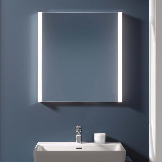 Зеркальный шкафчик с подсветкой  Laufen  Frame25   4.0840.1.900.144.1  60 см,  1 зеркальная дверь  левая, корпус алюминий/зеркальное стекло, сенсор, 2 розетки