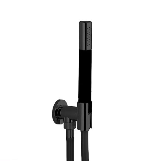 Душевой гарнитур CISAL Shower DS01881340 c ручной лейкой, шлангом 1500 мм и выводом с держателем, цвет Чёрный матовый