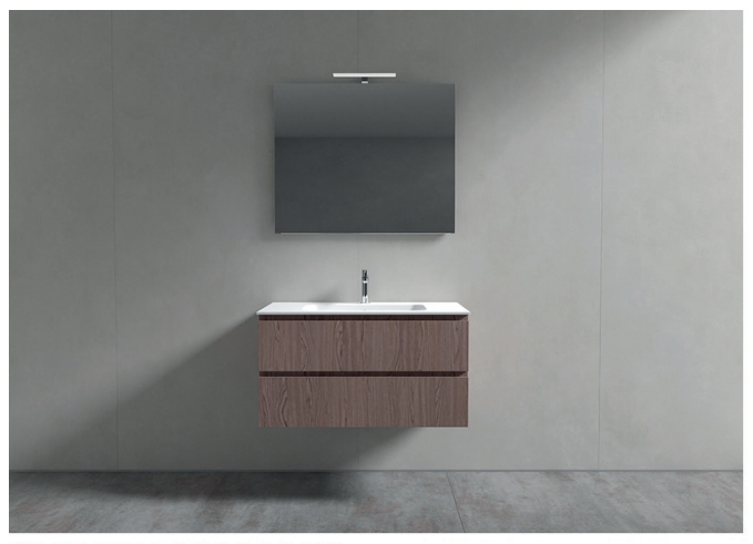 Комплект мебели для ванной комнаты BMT GALAXY GA-92В  710х1900х504 мм тумба, раковина, зеркало, цвет Nespola/Ceramica Bianco Lucido