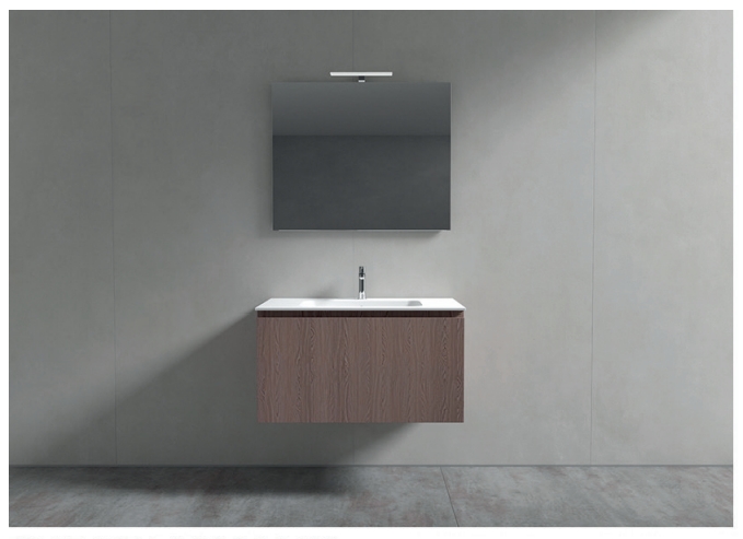 Комплект мебели для ванной комнаты BMT GALAXY GA-94A  1060х1900х504 мм тумба, раковина, зеркало, цвет Nespola/Ceramica Bianco Lucido