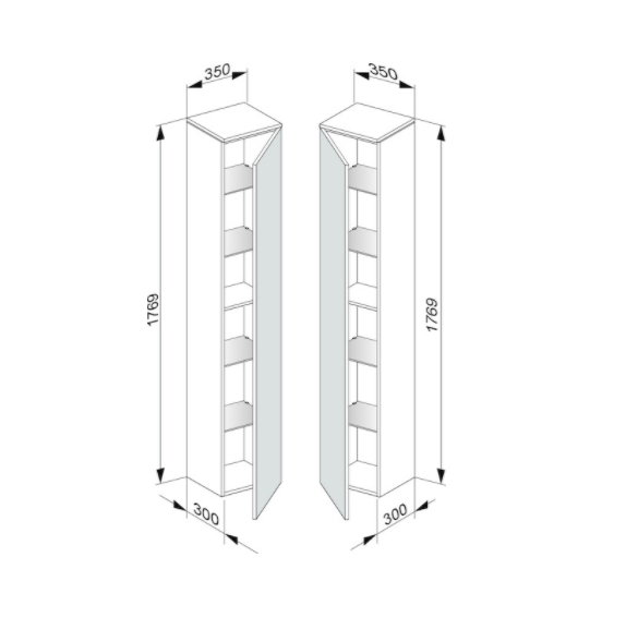 Шкаф высокий подвесной KEUCO EDITION 400 31730 710001 петли слева, 4 стеклянные полки, корпус структурный лак/фасад матовое стекло, антрацит