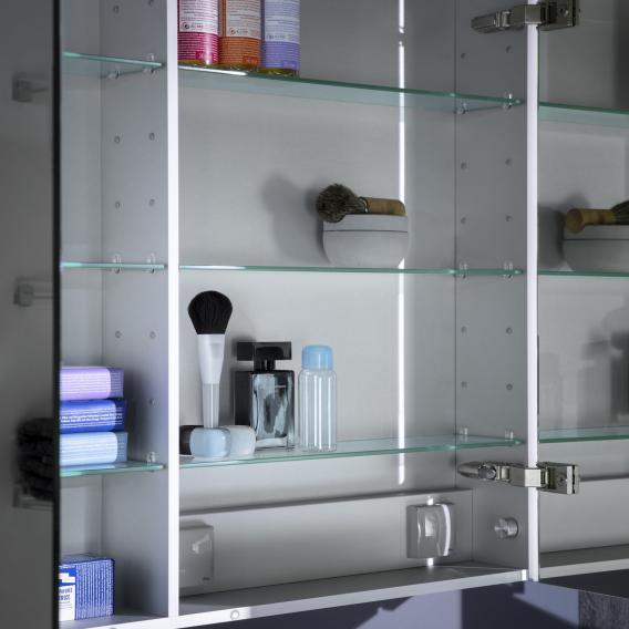 Зеркальный шкафчик с подсветкой  Laufen  Frame25   4.0850.3.900.144.1  80 см,  2 зеркальные дверцы, корпус алюминий/зеркало, сенсор, 2 розетки