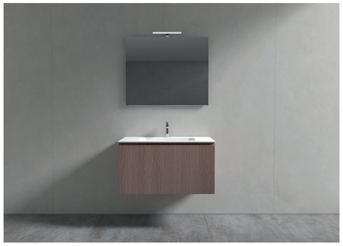 Комплект мебели для ванной комнаты BMT GALAXY GA-93А  910х1900х504 мм, тумба, раковина, зеркало, цвет Nespola/Ceramica Bianco Lucido
