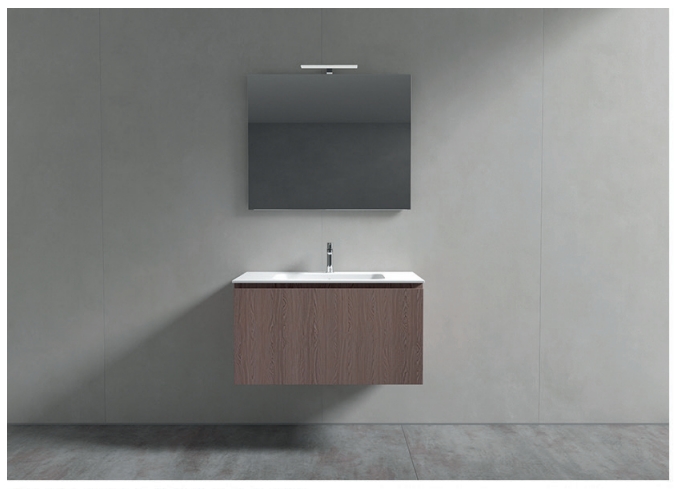 Комплект мебели для ванной комнаты BMT GALAXY GA-92A  710х1900х504 мм тумба, раковина, зеркало, цвет Nespola/Ceramica Bianco Lucido