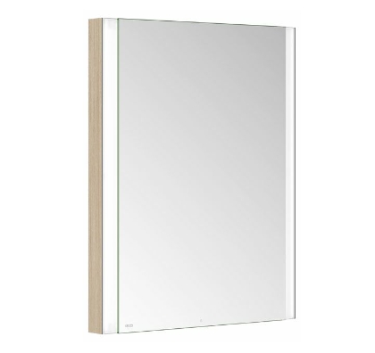 Левый зеркальный шкаф с подсветкой для встраиваемого монтажа KEUCO Somaris 14511 851200 115 мм х 600 мм х 710 мм, с 1 поворотной дверцей, цвет корпуса под Светлый дуб