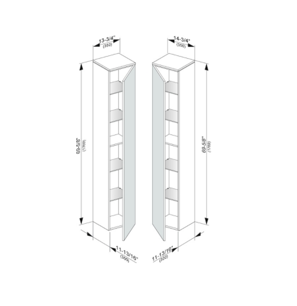 Шкаф высокий подвесной KEUCO EDITION 400 31730 710001 петли слева, 4 стеклянные полки, корпус структурный лак/фасад матовое стекло, антрацит