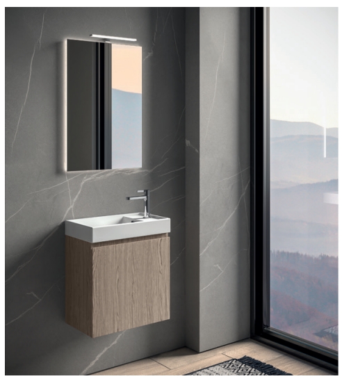 Комплект мебели для ванной комнаты BMT GALAXY   GA-19  500х1900х300 мм, тумба, раковина, зеркало, цвет Fico/Ceramica Bianco Lucido