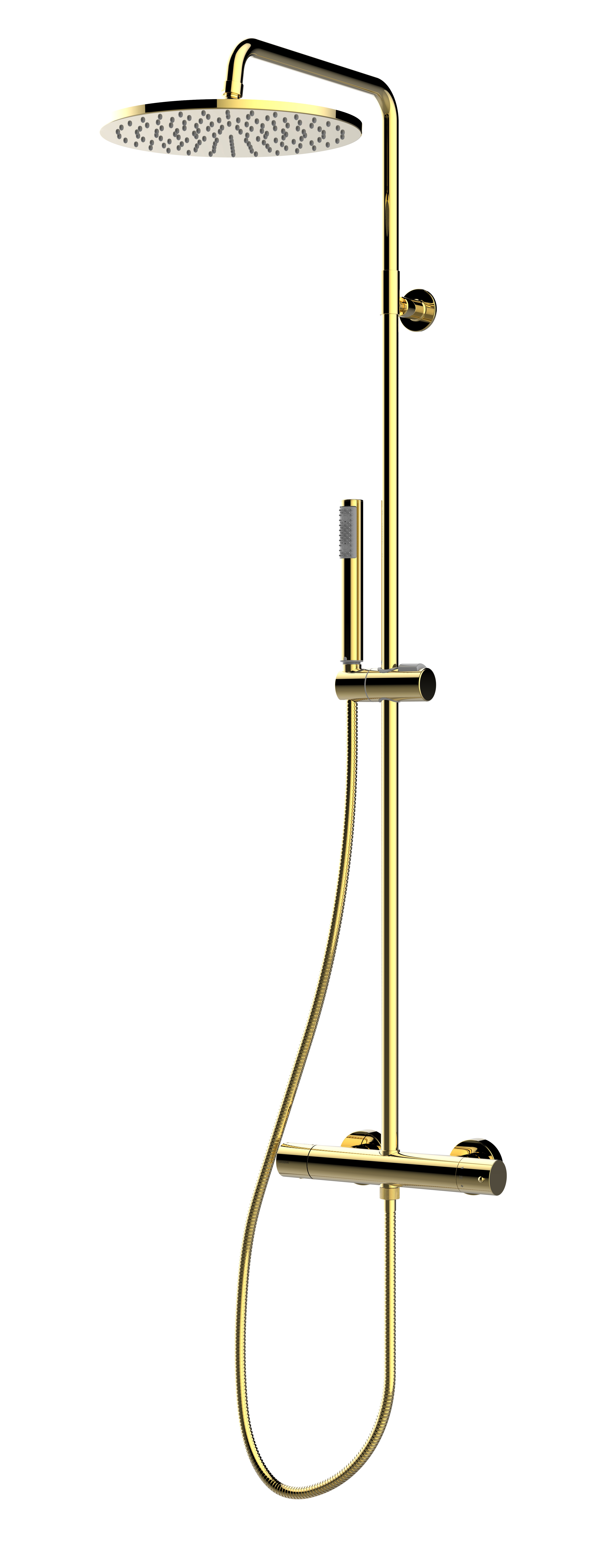 Душевая система с термостатом  BOSSINI COSMO L10196.021 с верхним и ручным душем и шлангом, цвет Золото