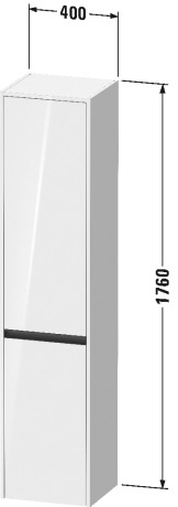 Высокий шкаф с двумя дверцами петли справа DURAVIT KETHO.2 K21329R18180000 360 мм х 400 мм х 1760 мм, белый матовый